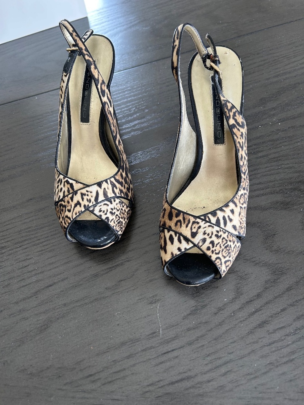 Animal print sling back shoes